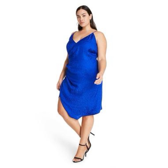 NWT Cushnie x Target Blue Leopard print asymmetric wrap mini dress 22 3X - Picture 1 of 12